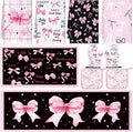10 Pcs Bow Kitchen Dish Towels Rugs Oven Mitts and Pot Holders Set Farmhouse Kitchen Decor Set for Women Mom Daughter Gift Cooking Baking Grilling(Black, Pink)