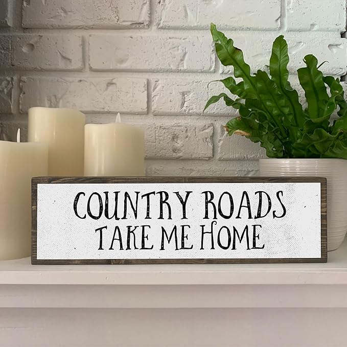 Wood & Metal Southern Sign – Weatherproof Indoor Outdoor Wall Decor – Rustic Charm with "Country Roads Take Me Home" – Gift-Wrapped & Ready to Give