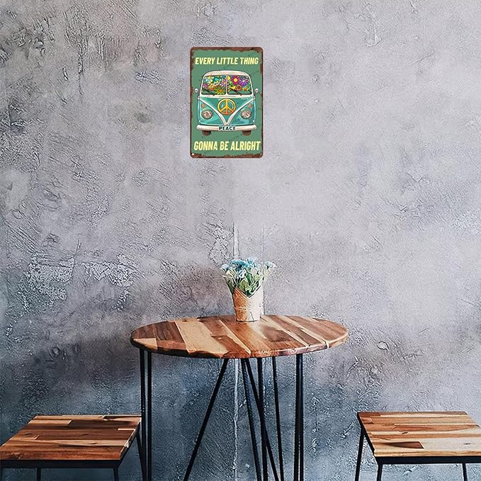Metal Signs Bee Happy Sunflowers Vintage Retro Aluminum Metal Tin Sign for Home Office Kitchen Bar Cafe Garden Wall Decor 12x8 Inch