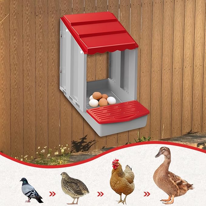 Chicken Nesting Box,1 Hole Nesting Box for Chicken Coop, Rolling Egg Collection and Protection Nesting Boxes