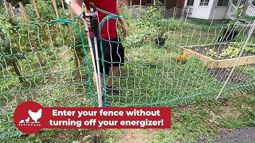 RentACoop Electric Poultry Netting Accessory Set - Includes - 0.6J Fence Charger, 3' Grounding Rod, Gate Handle Kit, and Voltmeter Fence Tester
