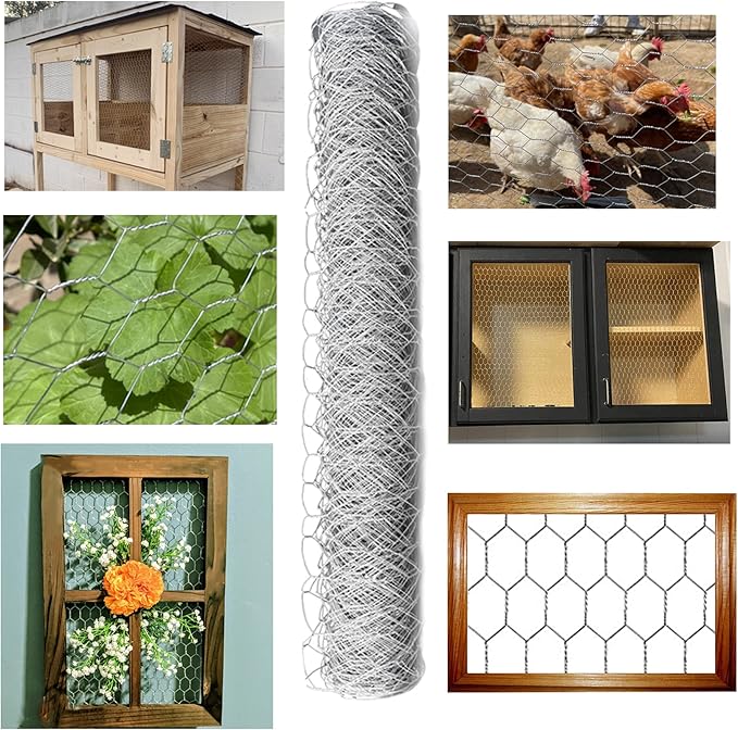 Galvanized Poultry Wire Netting 2" Hexagonal Mesh Wire Fence Suit for Family Craft Projects Chicken Netting Garden Fencing Backyard Fencing (4ft x 150ft)