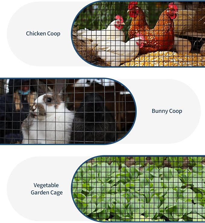 1/2 in 48 in x 50 ft Hardware Cloth, 19GA Chicken Wire Fencing, Galvanized Welded Wire Mesh Roll for Poultry Netting Cage, Chicken Coop