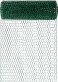 Wire for Floral Arrangements, Green Mesh, 0.6 Inch Hexagonal Galvanized PVC Coated Netting Fence for Crafts, Poultry (16 in x 13 ft)