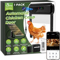 WiFi Automatic Chicken Coop Door,App&Remote Control Chicken Door with 1080P HD Camera,5000mAh Battery,Timer,Anti-Pinch Protection & Security Alarm,Solar Powered or USB Charging