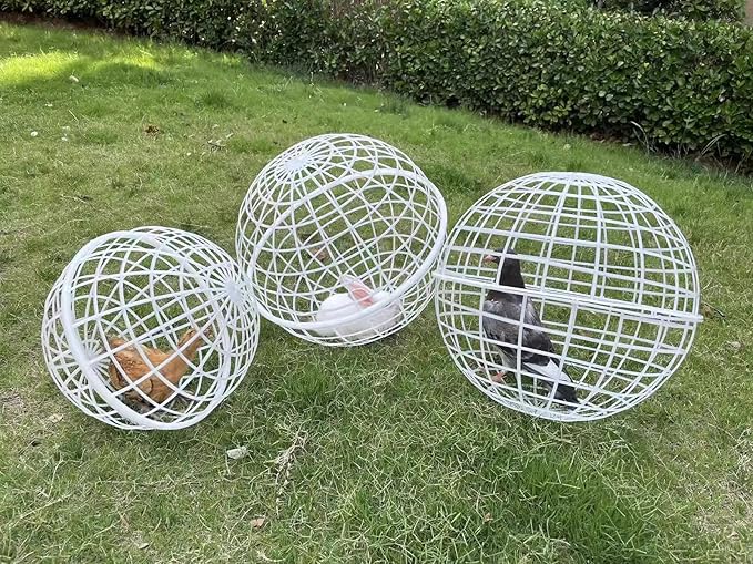 19.6" Ball-Shaped Movable Chicken Coop,Farm Courtyard Outdoor Accessible Rolling Rabbit Duck Hutch,Preventing Dog Bites Trampled by Horse,Pet Removable Prevent Harassment Safety Cage(1 PC)