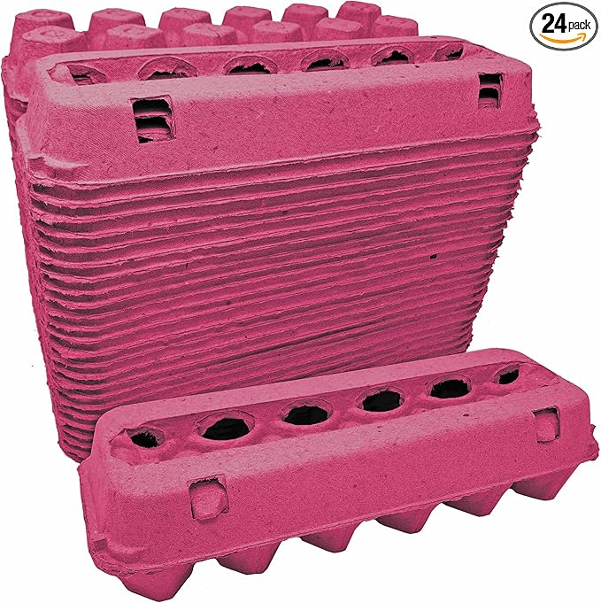 Cackle Hatchery Vented Paper Pulp Egg Cartons Holds 1 Dozen Chicken Eggs - Pink (24)