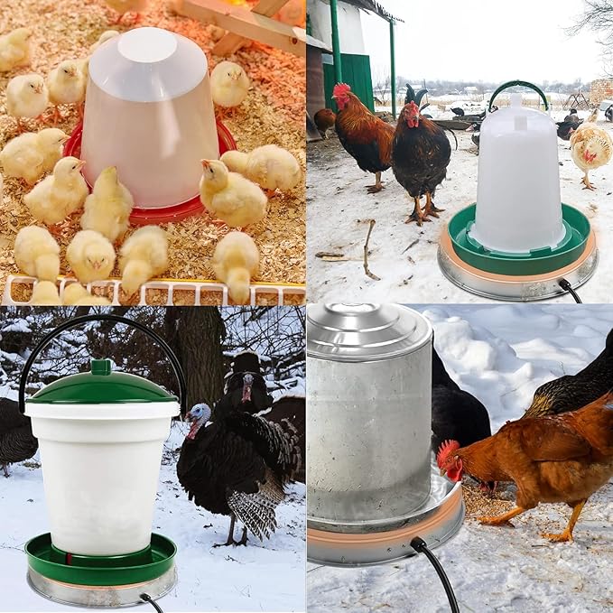 Poultry Chicken Water Heater: Chicken Water Heater Base for Winter, for Plastic/Metal Poultry Watere Under 6 Gallons, Heated Waterer for Chickens 125W
