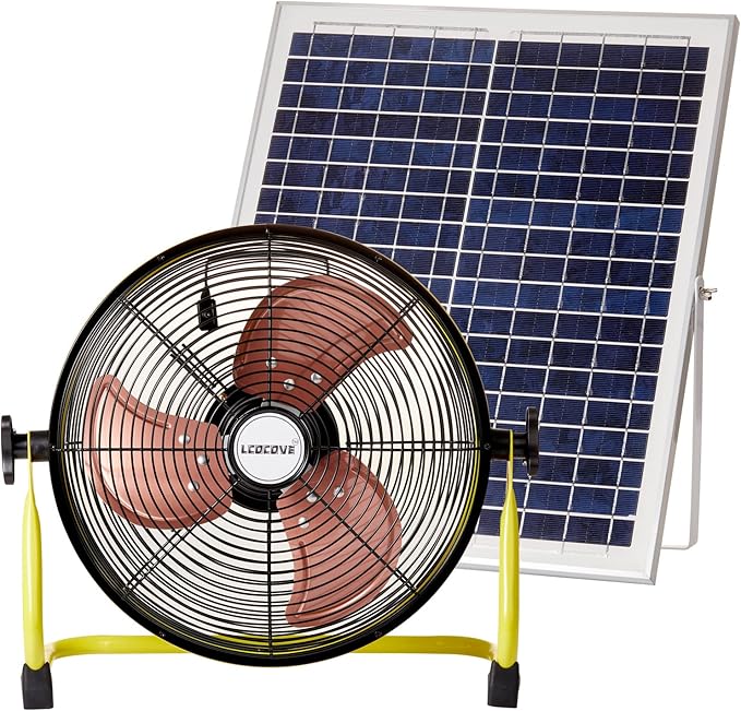 Solar Powered Fan, Battery Operated Outdoor Fan Can Running 5-24 Hours, Solar Fans For Shed,Home，Ouside,Camping，Solar fan with USB Output For Emergency Situation Without Electric