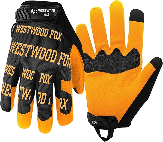WESTWOOD FOX Gardening Working Gloves Leather Safety Thorn Proof Gloves for Mens & Women Flexible Heavy Duty Mechanic Gloves