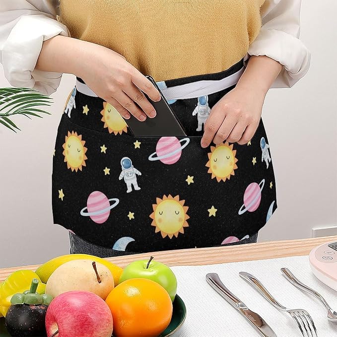 Unisex Half Waiter Waist Short Apron Waterproof Chef Works Waitress Aprons