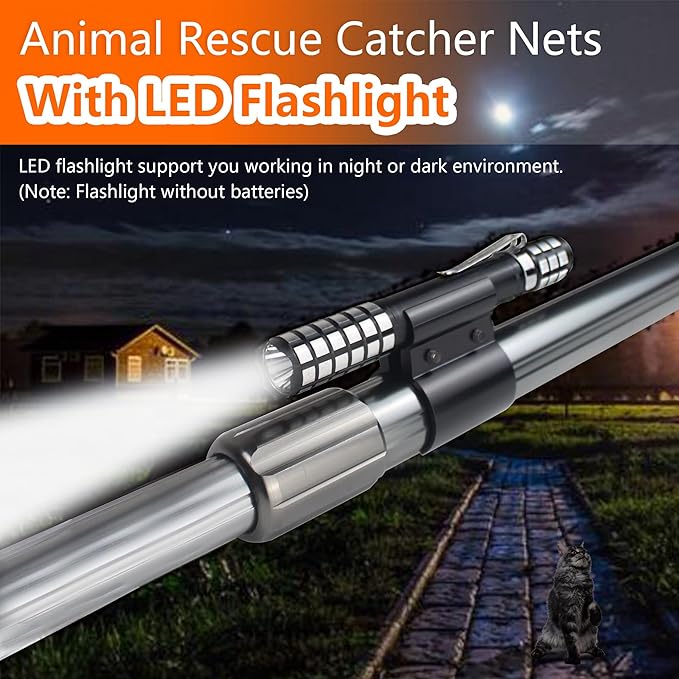 Catch Net Small Animal Control Net Poultry Catching Trap Tool for Cat, Chicken, Duck, Goose, Fish, Bird and Others (43~78" Telescoping Handle with 20.5" Net Opening)