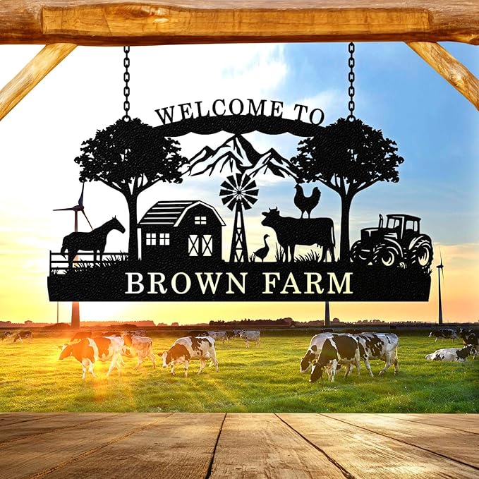 Personalized Farm Sign, Custom Farm Metal Signs Outdoor, Custom Ranch Sign, Customized Family Name Metal Signs for Farms, Ranch, Farmhouse, Welcome Signs Housewarming Rancher Gifts