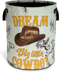 Western Cowboy Laundry Basket Oxford Cloth Cowboy Hat Desert Laundry Hamper With Handle Foldable Portable Clothes Storage Basket 18.9 X 16.5 In Storage Bag For Laundry Room/Bathroom/Bedroom