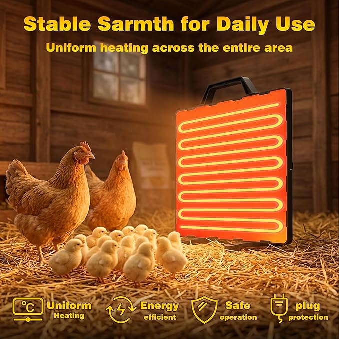 Chicken Coop Heater for Winter, Safe 140W Radiant Heat Panel with ETL Certification, Quiet & Light-Free Design, Ideal for Chicken Coops, Small Pets, and Under Desk Use