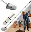 10 Inch Chicken Coop Poop Scoop, Metal Litter Shovel with 22–77" Adjustable Stainless-Steel Handle, Screw-Connected Design, Wide Sifting Scoop for Sand and Fine Shavings, Poultry Coop Cleaning Tool
