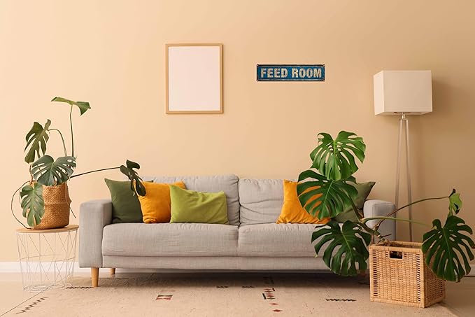 Vintage Tin Feed Room Sign Retro Metal Sign Suitable For Home Farm Garden And The Feed Room - Multi-Purpose For Indoor Use Plaque 4x16 Inch