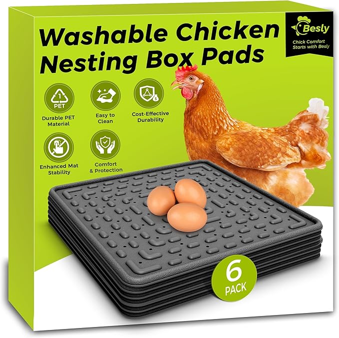 Washable & Reusable Nesting Pads for Chicken Coop - 6Pcs Chicken Nest Mats - Durable 12"x 12" Plastic Nest Box Pads for Egg Laying Hens (Soft, Easy Clean, Premium)