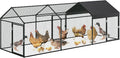 Large Metal Chicken Coop, 120"×40"×40" Walk-in Poultry Cage, with Protective Cover to Block Wind and Rain, Chicken Duck and Rabbit Enclosure for Yard,Farm, Scratch-Ristant & Easy Assembly