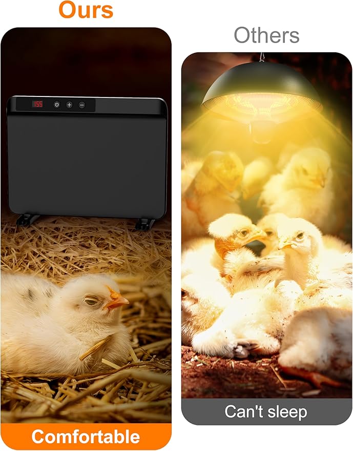 TIMEBAL Chicken Coop Heater with Adjustable Temperature Remote Control, 200 Watts Radiant Heat Flat Panel Heaters for Winter Heating，Energy Efficient Warmer for Chick Poultry Animals, Black
