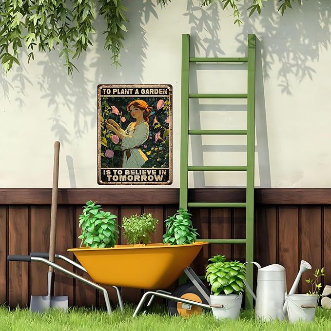 ARTWALLURE Vintage Garden Metal Sign Gardening Because Murder Is Wrong Retro Iron Painting Rustic Gardening Wall Decor for Woman and Plant Lover for Garden Shed Greenhouse 12x16inch