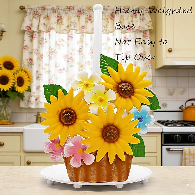 Sunflower Kitchen Decor Sunflower Gifts for Women Sunflower Paper Towel Holder Countertop Yellow Farmhouse Paper Towel Stand Cute Kitchen Decor Home Stuff Housewarming Gifts