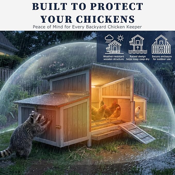 Outdoor Chicken Coop Wooden Hen House Hens Coop for Backyard Poultry Tractor for 2-4 Chickens with Weatherproof Asphalt Roof, 4 Nesting Box, 2 Roosting Bar, Pull-Out Tray (Coop84 NoRun)