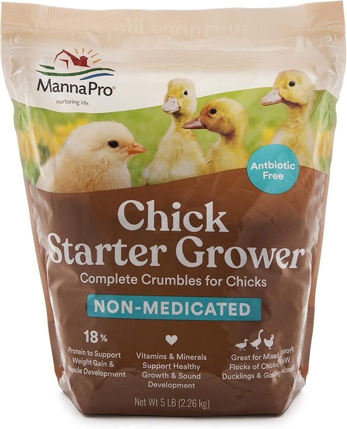 Manna Pro Chick Starter Food 5 Pounds and Chick Grit Digestive Supplement for Young Poultry 5 lbs
