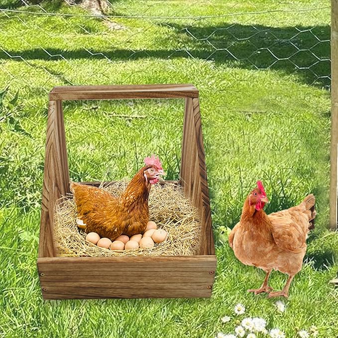 Wooden Chicken Nesting Box,Single Compartment Chickens Nest Box Easy Assembly Large Duty Hen Egg Laying Boxes Chicken Coop Accessories for Hens Ducks Poultry Farm