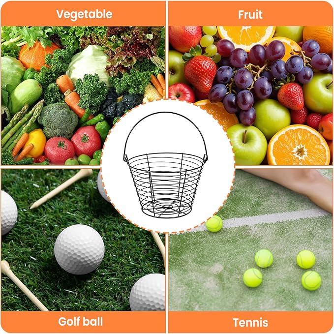 3 Pcs 8” Egg Collecting Basket for Gathering Fresh Eggs with Handle, Wire Baskets Metal Storage Basket for Carring and Transporting Chicken and Duck Eggs, Fruit Bin