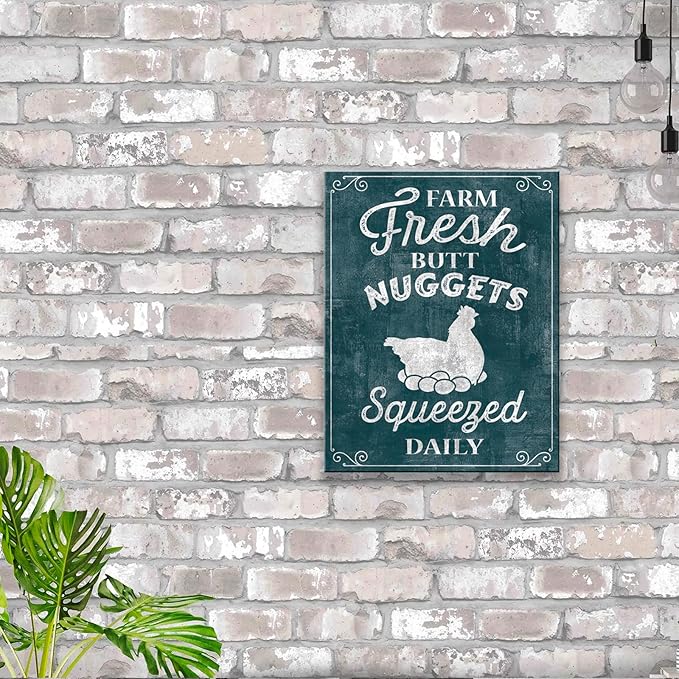 Desperate Enterprises Farm Fresh Butt Nuggets Tin Sign - Nostalgic Vintage Metal Wall Decor - Made in USA