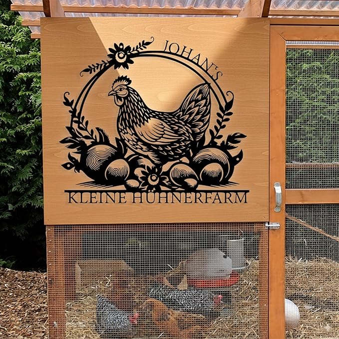 Custom Chicken Coop Metal Sign, Personalized Chicken Coop Sign for Outside, Custom Metal Hen House Farm Signs, Chickens Hen House Farmhouse Wall Art Decor