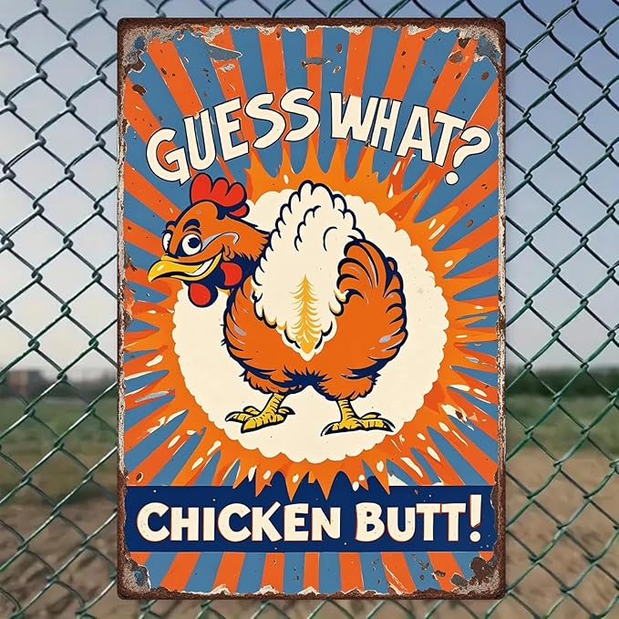 Chicken Metal Tin Sign Vintage Retro Poster Wall Art Chicken Decor for Chicken Coops Farms Yard Home Bar Cafe Garage or Office - Thoughtful Chicken Gift Idea