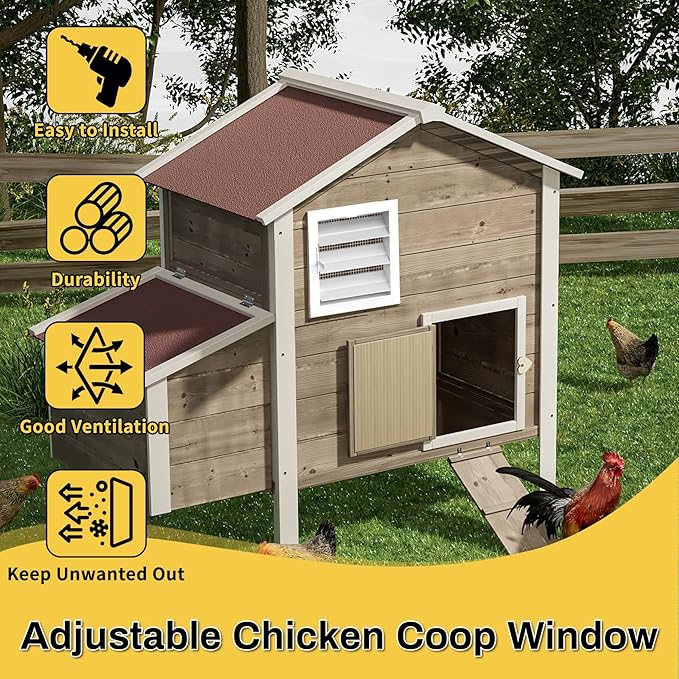2 Pack Air Vent Louver for Chicken Coop, 12" x 12" Adjustable Chicken Coop Window with Screen Mesh, Metal Louvered Exhaust Grille for Ventilation of Poultry Habitat, Shed, Attic