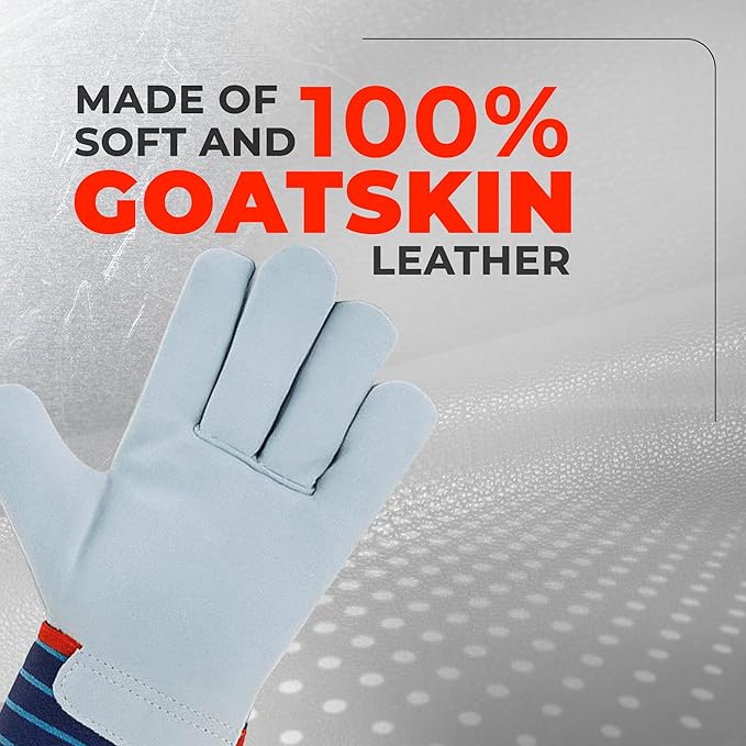 Daniel Smart Men & Women Goatskin Working Glove Lightweight Leather Safety Gloves for construction, gardening outdoor Work