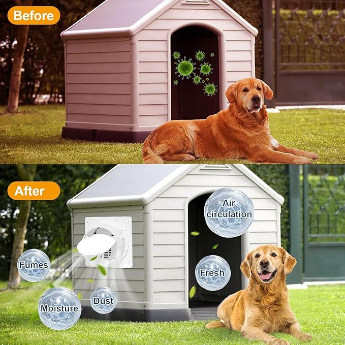 Solar Fan with Battery,9.8" Solar Exhaust Fan,12000mAh 22W Fan with 14.7Ft On/Off Cable,Greenhouse Air Cooling Circulation for Shed, Chicken Coop and More