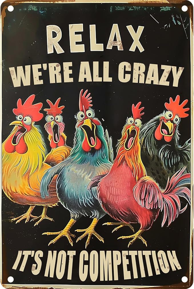 Chicken Metal Tin Sign Vintage Retro Poster Wall Decor Chicken Decoration for Chicken Coops Farms Yard Home Bar Cafe Garage or Office - Thoughtful Funny Chicken Gift Idea