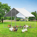 Chicken Coop Large Size for 6/12 Chickens with Waterproof Cover and Metal Wire Mesh Chicken Run Extra Hight Walk-in Chicken Pen Outdoor for Ducks Rabbits (9.8'L × 4.9'W × 6.5'H)