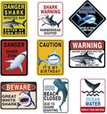 WERNNSAI Shark Birthday Party Decorations - 9 PCS Blue Shark Party Decoration Signs for Kids Boys Under The Sea Birthday Supplies Ocean Shark Signs Decor for Ocean Themed Baby Show Party Favors