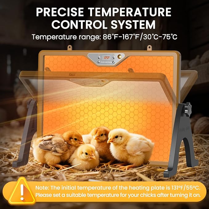 Chicken Coop Heater Brooder Plate, 180W Dual-Heating Chicken Heater Built-in Thermostat | Cycle Mode | Light, Remote Control Chick Heater for Coop, Adjustable Chicken Warmer for Poultry, UL-Compliant