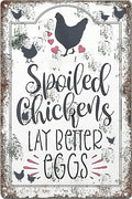 Chicken Coop Signs Outdoor - Farmhouse Farm Spoiled Chickens Lay Better Eggs Tin Sign, Funny Metal Signs Accessories Outdoor Home Wall Decor 8x12 inch