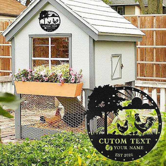 Custom Chicken Coop Metal Signs, Personalized Chicken Coop Sign, Custom Metal Farm Signs for Outside, Chick Hen House Sign Funny Farmhouse Outside Wall Decor Gift