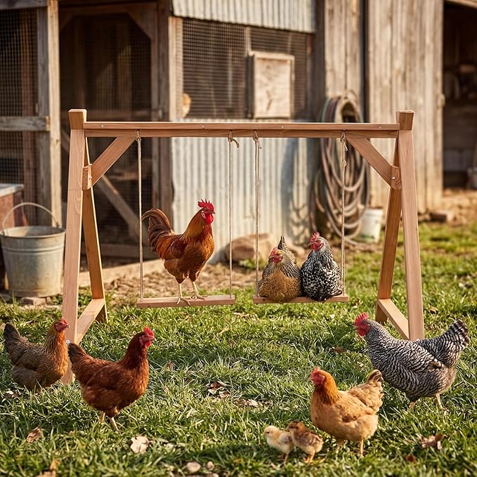 Garvee Chicken Roosting Bars for Coop Accessories, Chicken Perches with Swing for 6-8 Chickens, Wooden Chickens Perch for Pet's Healthy & Happy, Easy to Assemble & Clean