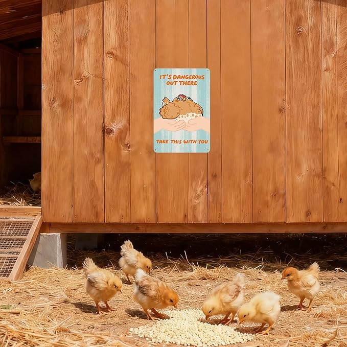 Funny Chicken Gifts For Chicken Lovers Farmhouse Outdoor Decor Hen House Rustic Farmhouse Wall Decor Cute Kitchen Decor For Yard Home 8×12 Metal Sign
