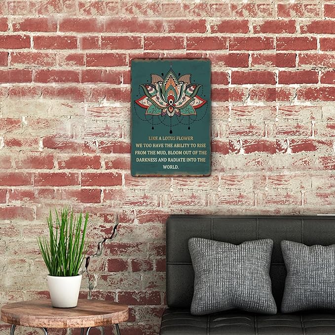 Sanwarm Metal Sign 8X12 Inch, Like A Lotus Flower Inspirational Lotus Vintage Tin Sign Wall Art Decor for Home, Living Room, Kitchen, Garden, Bedroom, Office, Hotel, Cafe And Pub Decoration