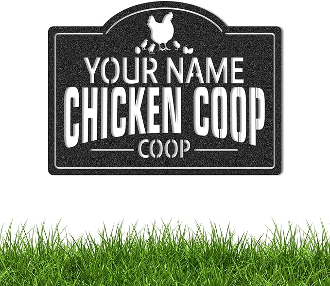 Personalized Chicken Coop Signs, Outdoor Chicken Coop Decor, Vintage Farmhouse Wall Decor, Custom Metal Name Sign for Farm Yard Garden Home, Gifts for Chicken Lovers Color04