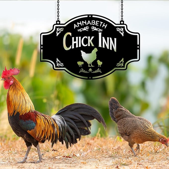Custom Chicken Coop Metal Sign, Personalized Chicken Coop Sign for Outside, Custom Metal Hen House Farm Signs, Chickens Hen House Farmhouse Wall Art Decor