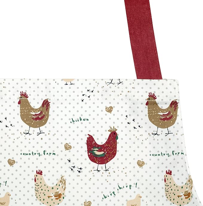 Cackleberry Home Farmhouse Chicken Cotton Bib Apron Pocket Adjustable Strap