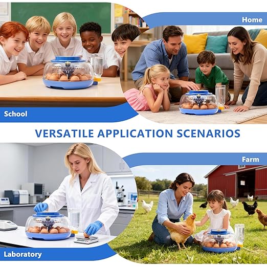 Incubators for Hatching Eggs - 18 Egg Capacity, Egg Incubator with Automatic Egg Turning and Temperature Control, Incubator for Chicken, Duck, Goose, Quail, 360° Full View, Home Farm Classroom Use