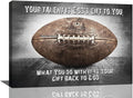 Vintage Football Sport Poster Wall Decor Inspirational Quotes Rugby Pictures Canvas Prints Framed Artwork Home Decor For Boys Room Bedroom Gym 24"x16"